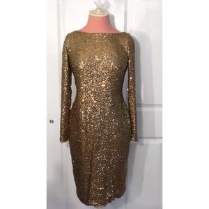 Ralph Lauren Gold Sequin Evening Dress